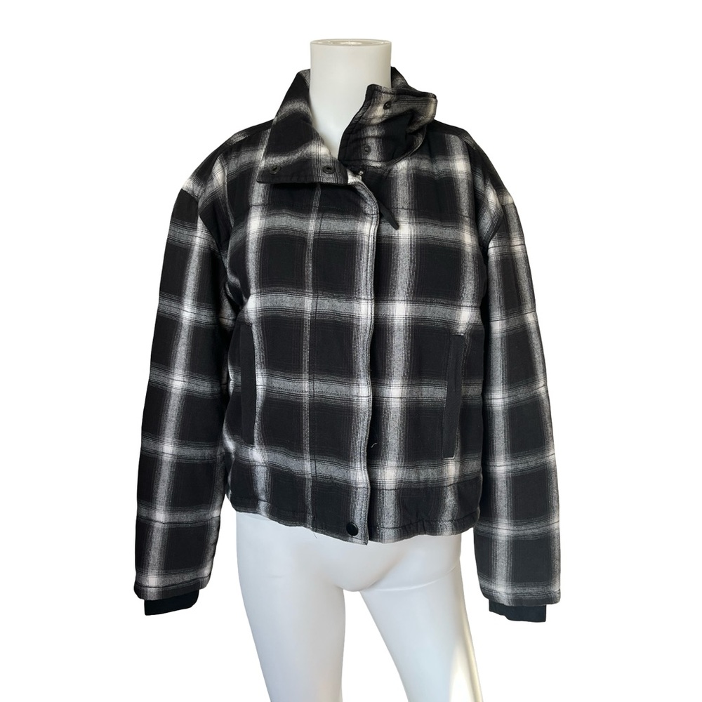 Evereve Lucy Plaid Jacket Cropped Quilted Insulated Zip Up Womens Size XS